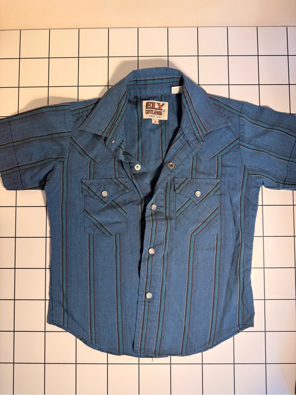 ELY Cattleman Blue Striped Boys' Western Shirt